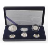 Family Silver collection 2007. The six coin set comprising of Brittania £2, Five Pounds, Two