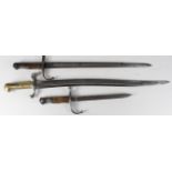 Bayonets in excellent condition but lacking their scabbards. 1) A Turkish Model 1903 WW1 shortened