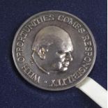 Churchill Memorial Trust Fellow's Medal in hallmarked silver. Churchill bust by Oscar Nemon. Dated