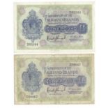 Falkland Islands One Pounds (2) Both Pick 5 (19/5/1938) VG & VF