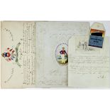 Sketches of Seaman with verse c18th/19th century, one hand painted (qty)