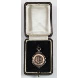 Great Yarmouth Football Medal, silver with possible gold crest and ring to front and in original