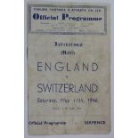 England v Switzerland International Match played at Chelsea on 11/5/46 end of war victory match ,