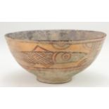 Indus Valley Terracotta Bowl, ca. 3300 - 2000 BC; Finely decorated with polychrome paint depicting