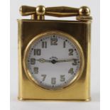 Gilt brass table lighter clock, with 8 Day Swiss movement (engraved 'Brevet 33236', circa early to