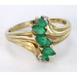 9ct Gold QVC Emerald and Diamond Ring size P weight 3.0g