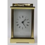 Brass five glass carriage clock, by Mappin & Webb Ltd, British Rail long service plaque to top,