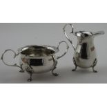 Silver cream jug and sugar bowl hallmarked J.G. Ltd. Birmingham, 1973/74. Weight 6 ½ oz approx