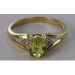 9ct Gold Gems TV Magara Chrysoberyl and Diamond Ring with COA size N weight 2.9g