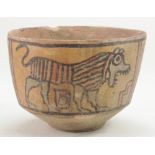 Indus Valley Terracotta Bowl, ca. 3300 - 2000 BC; Finely decorated with polychrome paint depicting