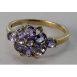 9ct Gold QVC Tanzanite and Diamond Ring size N weight 2.0g