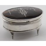 Silver & tortoiseshell trinket/ring box, hallmarked for ESB Birmingham 1921. Gross weight of item