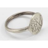 Crusaders Silver Ring with Monogram, ca. 1300 AD; Medieval Holy Land silver signet ring with a