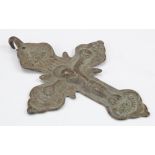 Crusaders Cross with Jesus Christ, ca. 1300 AD; Large cast Holy Land cross with elaborate