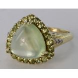 9ct Gold QVC Green Amethyst and Peridot Ring size N weight 4.4g