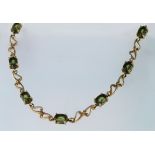 9ct Gold Gems TV Green Tourmaline and Diamond Bracelet with COA weight 4.9g