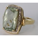 9ct Gold QVC Green Amethyst Ring size N weight 5.1g