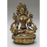 Chinese Quing Dynasty Gilded Abhaya Mudra Buddha, ca. 1800 AD; Large Sino-Tibet (Quing Dynasty)