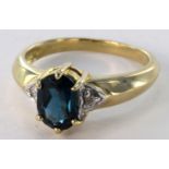 9ct Gold Gems TV London Blue Topaz and Diamond Ring with COA size N weight 3.3g