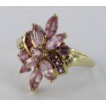 9ct Gold QVC Kunzite Floral Ring size O weight 4.3g