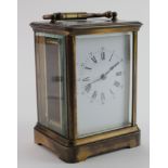 French brass five glass carriage clock, circa late 19th to early 20th Century, movement marked '