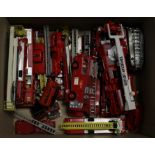 Fire interest. A collection of approximately twenty-three diecast models, including fire engines,