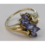 9ct Gold QVC Tanzanite and Diamond Ring size P weight 3.8g