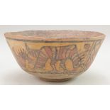 Indus Valley Terracotta Bowl, ca. 3300 - 2000 BC; Finely decorated with polychrome paint depicting