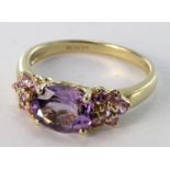 9ct Gold QVC Amethyst Ring size N weight 2.7g