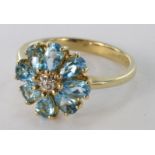 9ct Gold QVC Blue Topaz Ring size N weight 3.0g