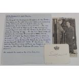 Jordan, Autograph, signed white card by King Hussein of Jordan (1935-1999), from the Arthur Brierley