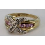 9ct Gold QVC Kunzite and Diamond Ring size N weight 3.4g