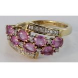 9ct Gold QVC Kunzite and Diamond Ring size O weight 2.6g