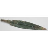 Ancient Luristan Bronze Spearhead, ca. 2000 - 1600 BC; Very fine example of Bronze Age weaponry;