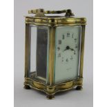 French Brass five glass carrige clock by R & C Paris, circa late 19th to early 20th century,