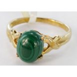 9ct Gold Gems TV Malachite Ring with COA size N weight 2.6g