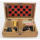 Games box / compendium, circa mid 20th Century, including chess, draughts, dominos, etc., box size