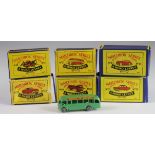 Matchbox Moko Lesney. Six boxed Matchbox Moko Lesney toys, comprising Wreck truck (no. 13); Stake