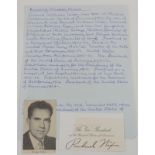 Richard Milhouse Nixon (1913-1994), signed calling card Vice-President of the United States, from