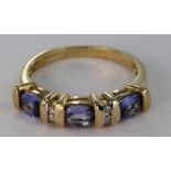 9ct Gold Gems TV Tanzanite and Diamond Ring with COA size N weight 2.7g