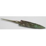 Ancient Luristan Bronze Spearhead, ca. 2000 - 1600 BC; Very fine example of Bronze Age weaponry;