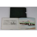 Album containing numerous drawings, watercolours, etc., circa 1920s, by 'JH', better than usual,