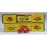 Matchbox Moko Lesney. Five boxed Matchbox Moko Lesney toys, comprising MG sports car (no. 19);