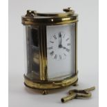 Brass oval five glass chiming carriage clock, circa early 20th Century, movement stamped 'G&S