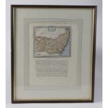 Suffolk map, hand coloured c1787 details of script includes history, twenty two hundreds and