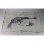 Original unframed poster of a cutaway Smith and Wesson 38 police and miltary pistol by Smith and