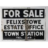 Railway, GER, Felixstowe enamel sign double sided 500 x 380mm usual chips and a central crease