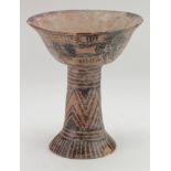 Indus Valley Terracotta Chalice, ca. 3300 - 2000 BC; Finely decorated with polychrome paint