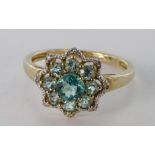 9ct Gold QVC Blue Topaz Ring size N weight 2.3g