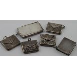 Six silver stamp cases / holders, weight 36g approx.